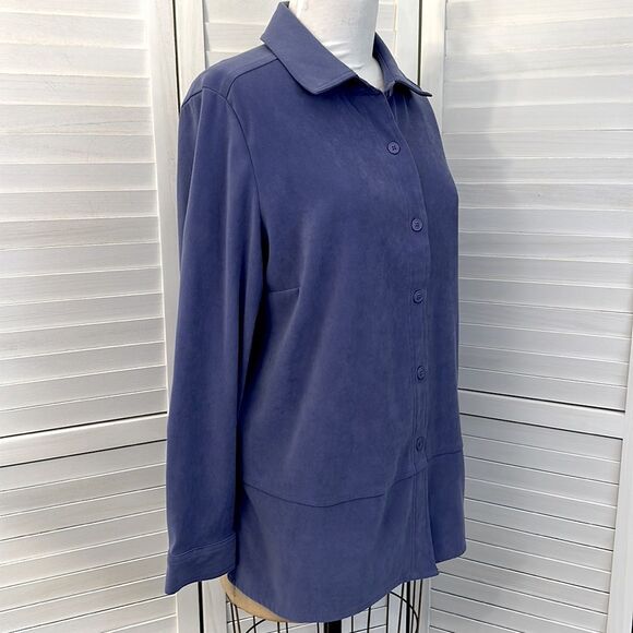 Croft & Barrow Shacket Size 1X Jacket Faux Suede Stretch Purple - Picture 5 of 13